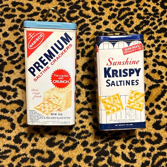Kitchen Bundle Of 2 Vintage Cracker Metal Tin Canisters Sunshine